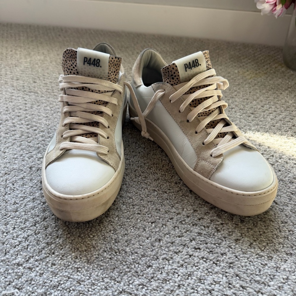 P448 Women's White and Cream Sneakers